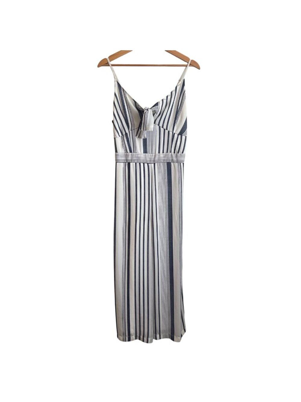 Japna Womens Wide Leg Striped Jumpsuit Size L Coastal Nautical Preppy Effortless
